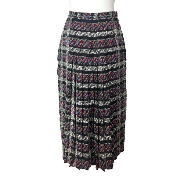 Vintage Skirt Womens Size 8 Julie Francis Pleated Midi 100% Silk Office Career - Picture 6 of 9